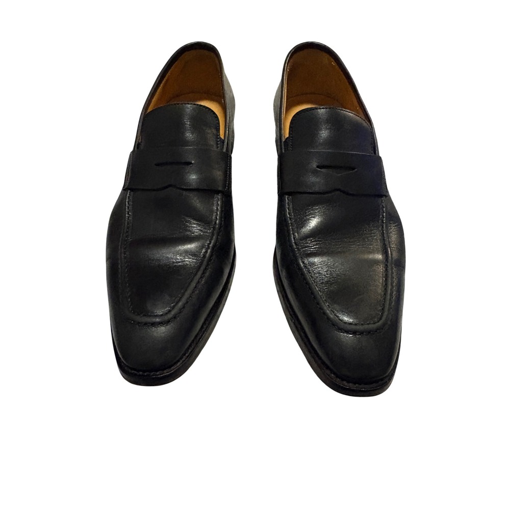 Jose Real Mens Black Leather Penny Loafers Made in Italy Size 43 US 10